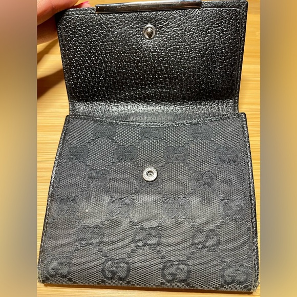 GUCCI GG Logo Plate Canvas Leather Card Bil Wallet Medium Monogram - Picture 5 of 10